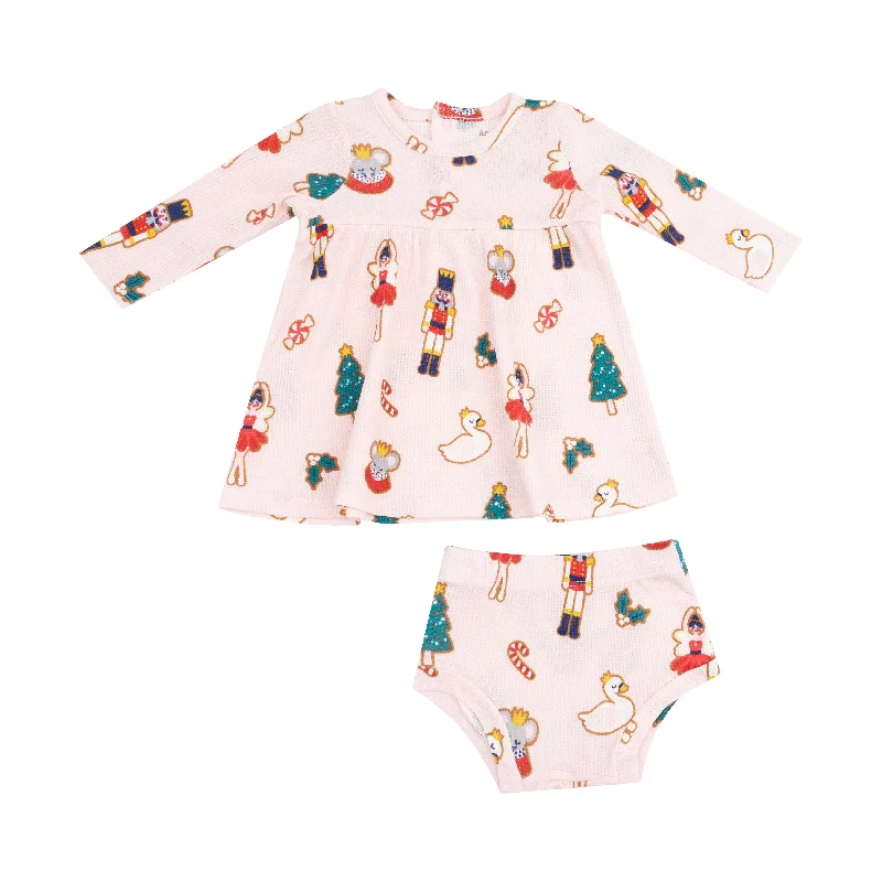 Simple Dress And Bloomer - Sugar Plum Fairy Christmas Cookie  Pink Boat Neckline Classic