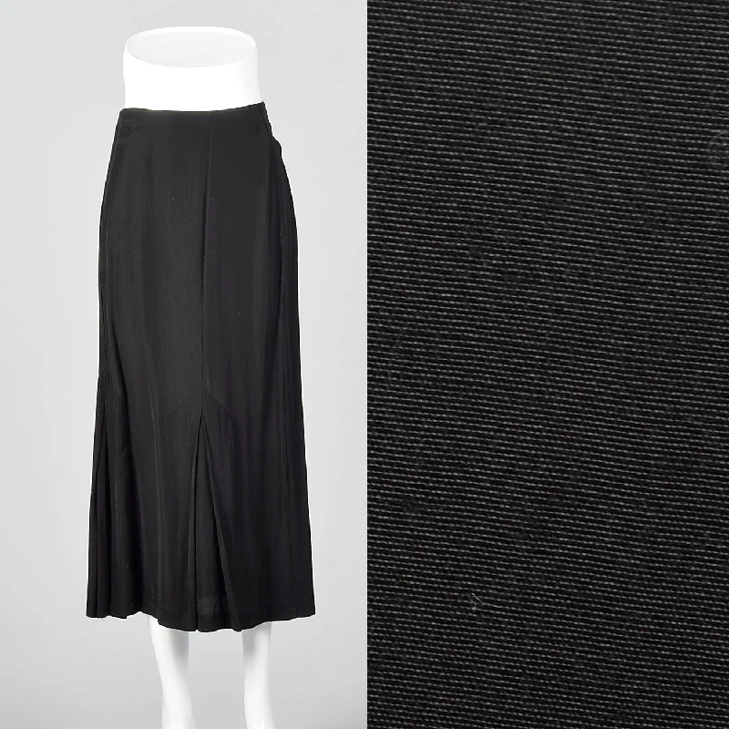 1980s Norma Kamali Black Mermaid Skirt with Pleated Hem high waist skirt