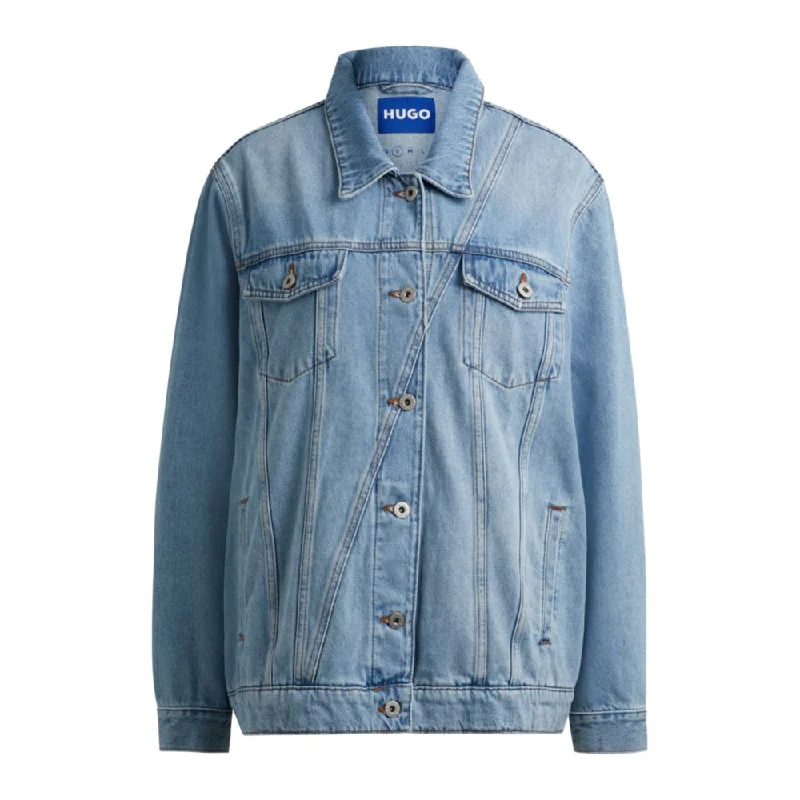 Boxy-fit jacket in blue rigid stonewashed denim Rayon Fabric Velvet Fabric Corduroy Fabric Boxy-fit jacket in blue rigid stonewashed denim Rayon Fabric Velvet Fabric Corduroy Fabric