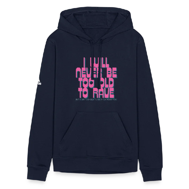 Never Too Old To Rave Adidas Unisex Fleece Hoodie Hoodie with Hidden Zipper Minimalist Clean Never Too Old To Rave Adidas Unisex Fleece Hoodie Hoodie with Hidden Zipper Minimalist Clean