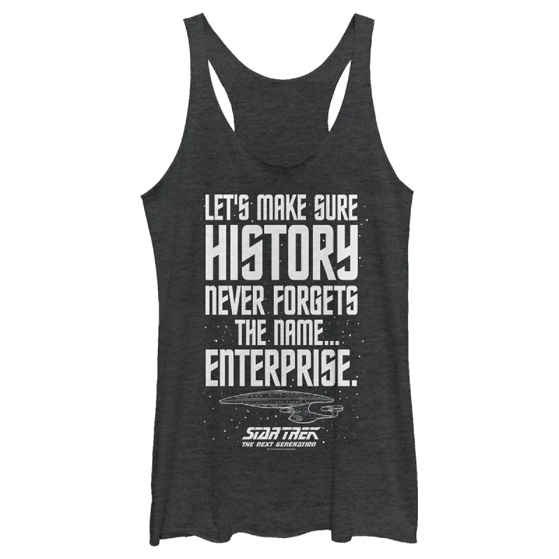 Women's Star Trek: The Next Generation Let's Make Sure History Never Forgets The USS Enterprise Racerback Tank Top graphic tank top