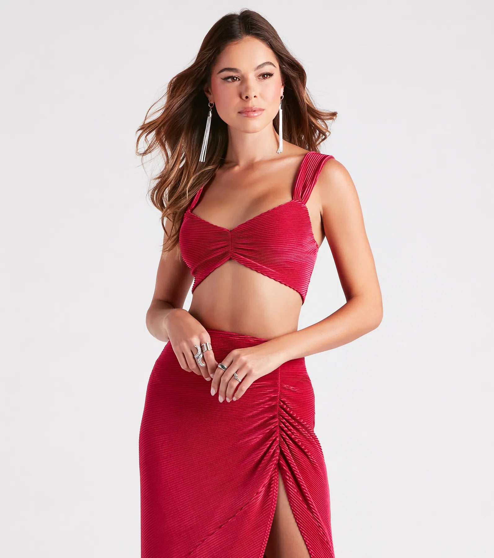 Always Impressed Satin Pleated Crop Top Hooded Caped Shawl Collar