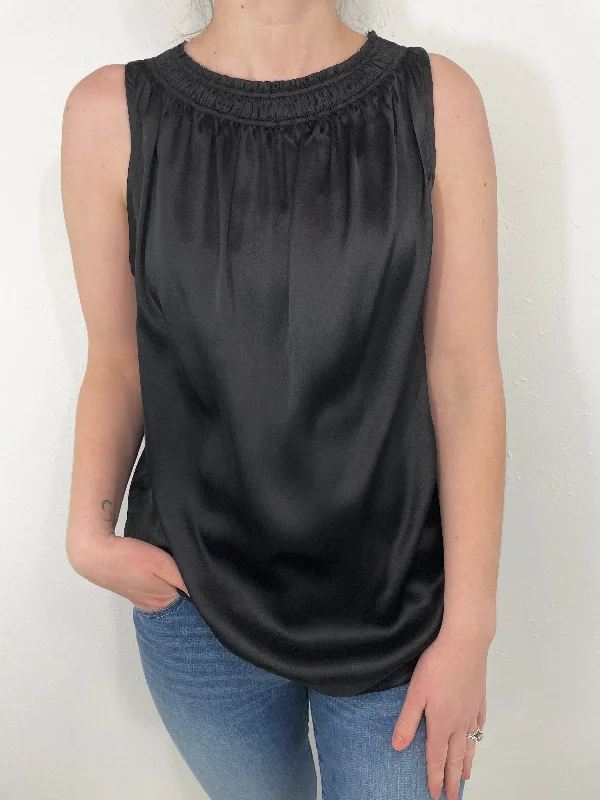 SMOOTH AS SILK TANK - BLACK peach tank top