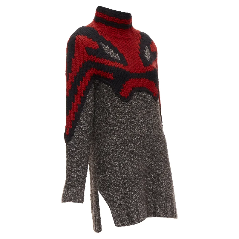 Celine phoebe philo abstract intarsia knit sweater dress Striped Floral Plaid
