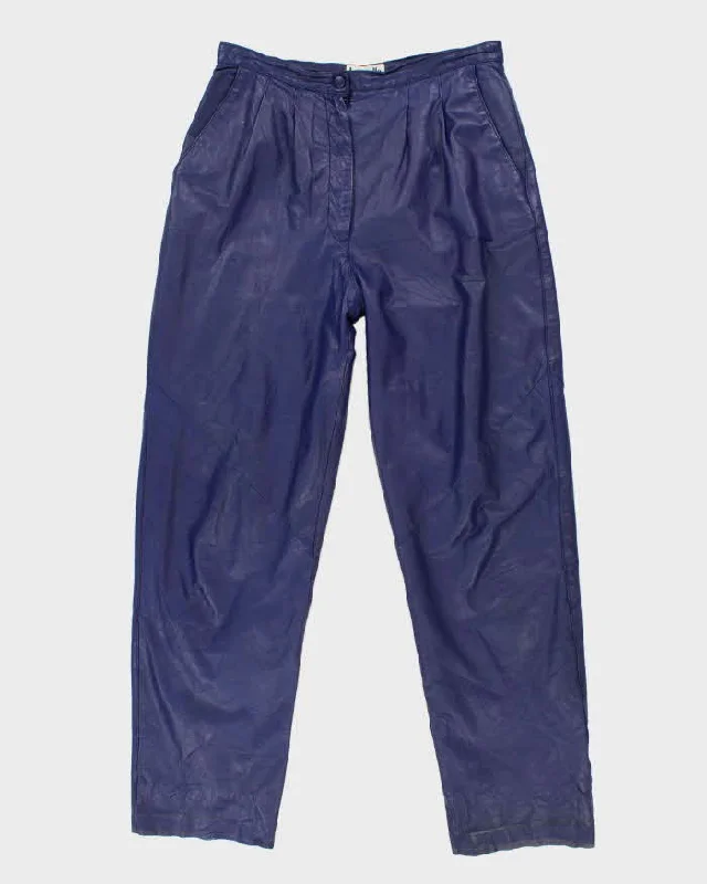 Vintage Woman's Blue Leather Trousers - W32 Trousers Cargo Utility