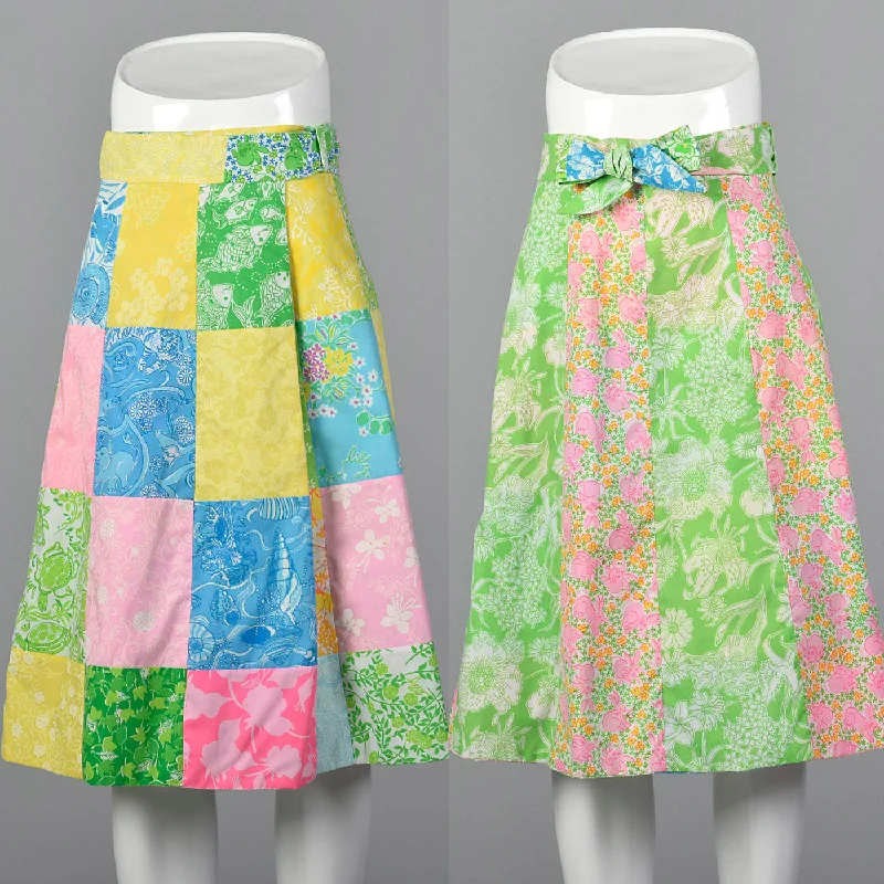 1970s Lilly Pulitzer Reversible Wrap Skirt asymmetrical skirt cut