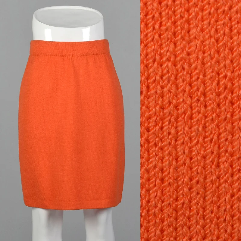 2010s Bright Orange Pencil Skirt low waist skirt