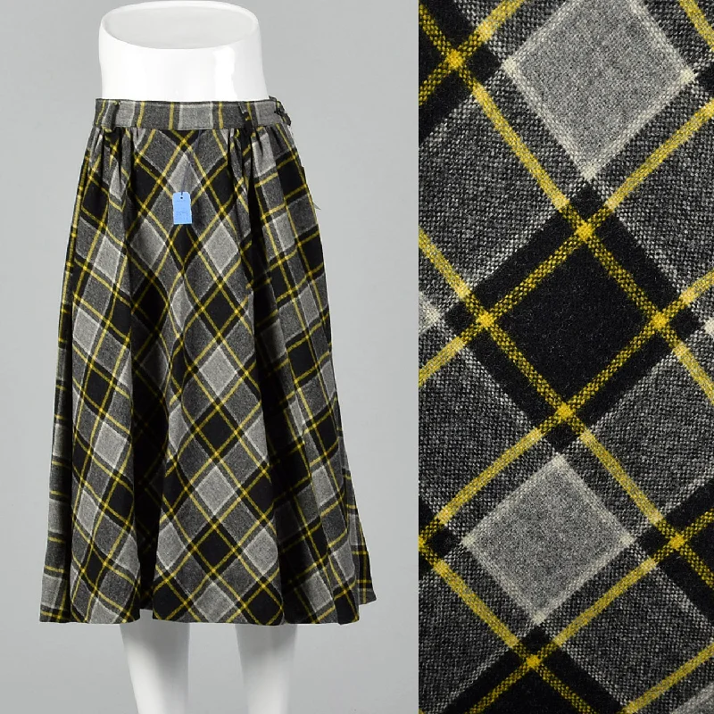 1950s Deadstock Plaid Fit and Flare Skirt satin skirt smooth