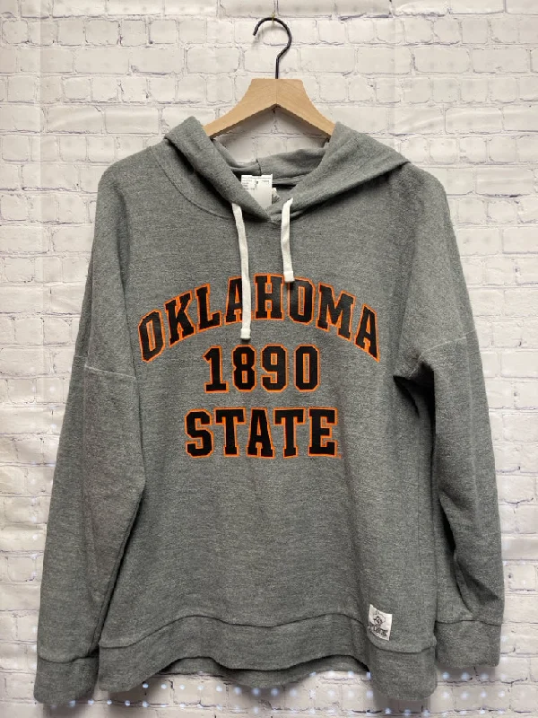 Size Small Ladies Gray PINK Hoodie Hoodie with Slit Hem Functional Movement
