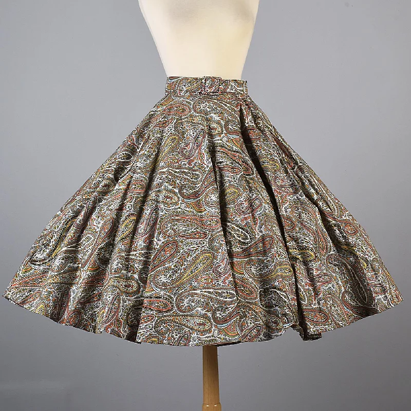 1950s Glitter Paisley Print Full Circle Skirt chiffon skirt flowing