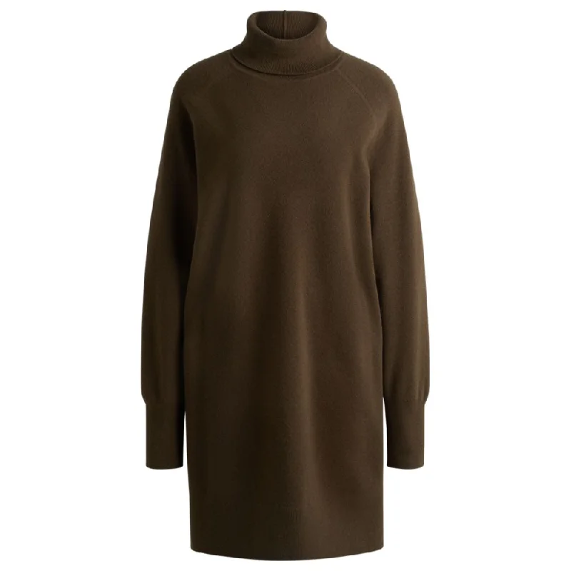 Rollneck sweater dress in wool and cashmere Print Jacquard Patchwork