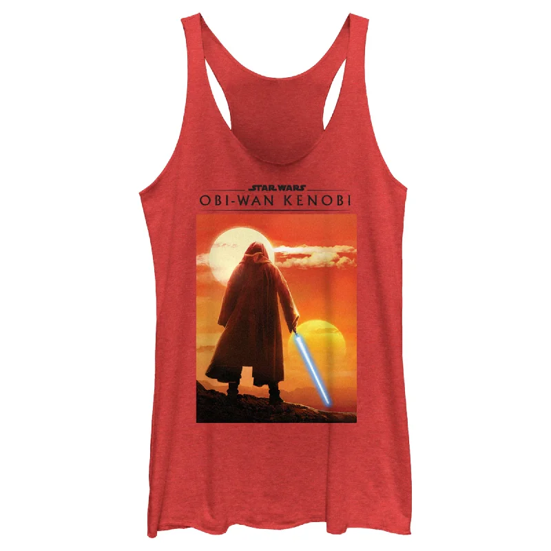 Women's Star Wars: Obi-Wan Kenobi Two Suns and Kenobi on the Horizon Racerback Tank Top coral tank top