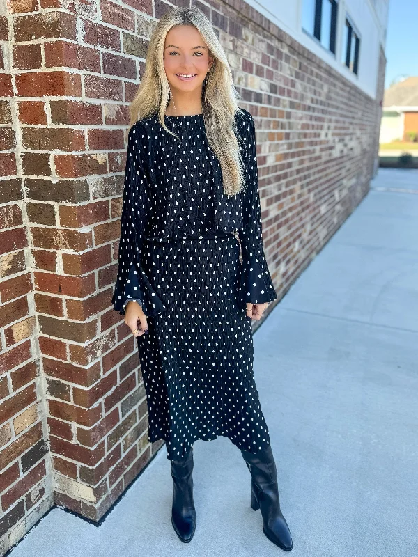 Darlene Polka Dot Slip Skirt (Black/White) denim skirt fashionable