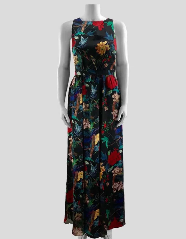 Alice + Olivia Long T Back Sleeveless Black Dress With Flower Print Size 6 US Tunics Vintage classic Alice + Olivia Long T Back Sleeveless Black Dress With Flower Print Size 6 US Tunics Vintage classic