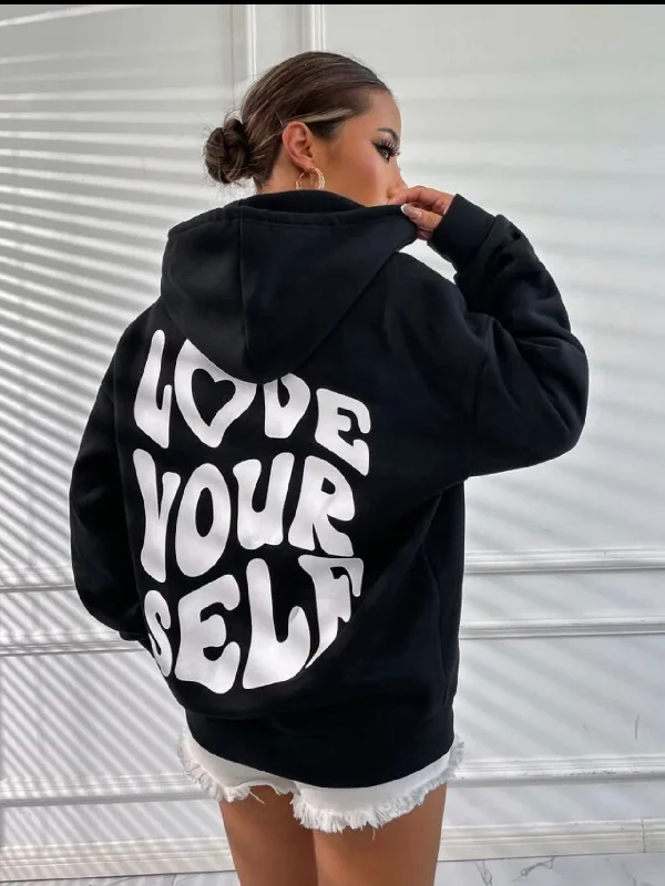 Love Yourself Hoodie Sweaters Fleece Fabric Down Fabric Feather Fabric