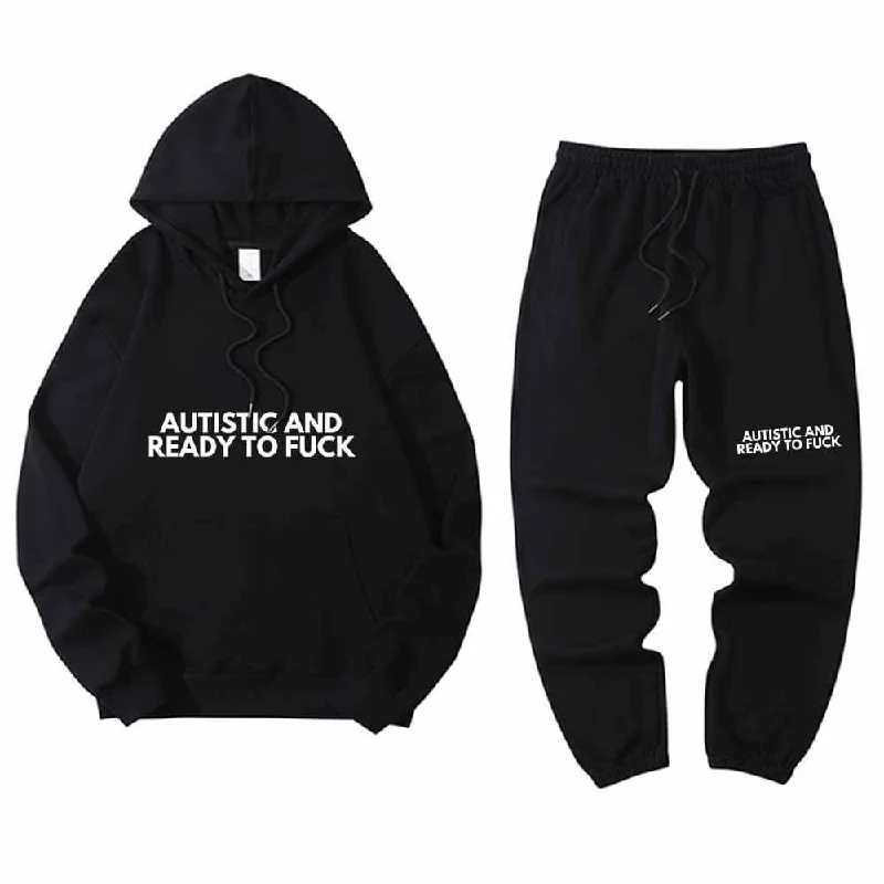 Autistic And Ready To Fuck Hoodie Pants Set Hoodie with Button Placket Classic Preppy Autistic And Ready To Fuck Hoodie Pants Set Hoodie with Button Placket Classic Preppy