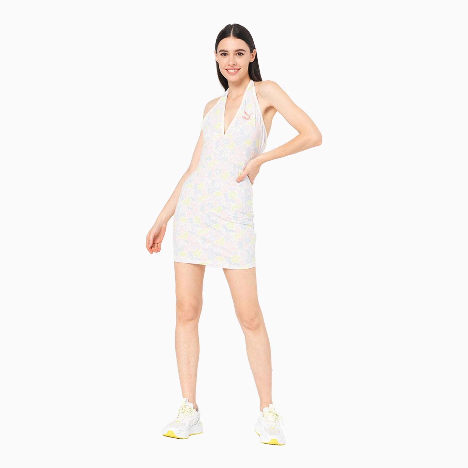 Women's Classic Summer Resort AOP Halterneck Dress Tunics Custom made