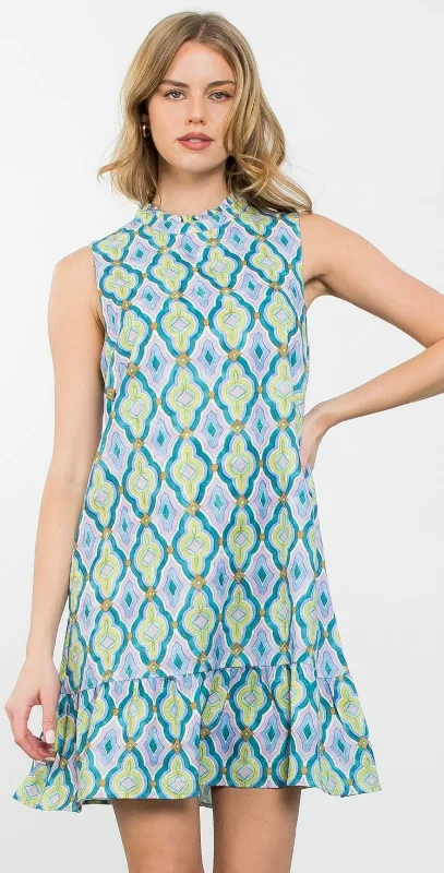 Sleeveless Pattern Dress Tunics Mesh breathable