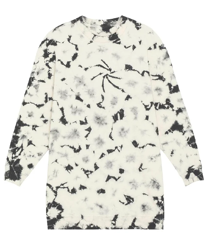 Tie&Dye Natural Raw/Black - Stella Kicker tie and dye women's crew neck oversized dress (STDW163) Tunics Polka dots Tie&Dye Natural Raw/Black - Stella Kicker tie and dye women's crew neck oversized dress (STDW163) Tunics Polka dots