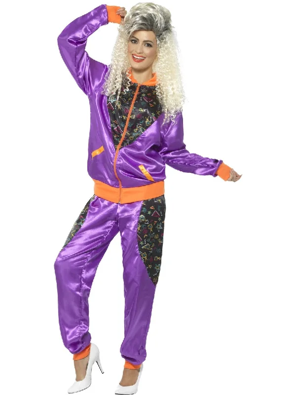 Ladies Retro Shell Suit 1980s Tracksuit Scouser Fancy Dress Costume Tunics Cozy comfortable