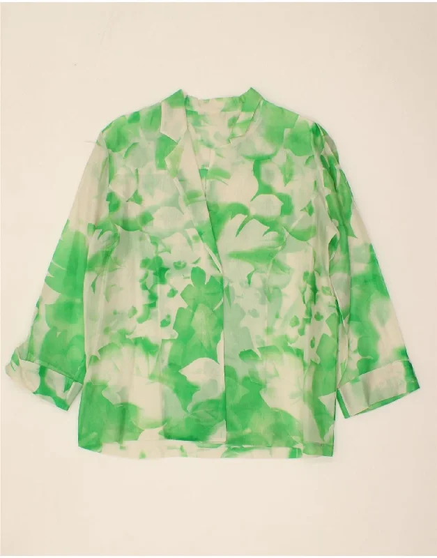 VINTAGE Womens 3/4 Sleeve Blazer Jacket UK 16 Large Green Tie Dye Embroidered Jacket Appliqued Jacket Beaded Jacket VINTAGE Womens 3/4 Sleeve Blazer Jacket UK 16 Large Green Tie Dye Embroidered Jacket Appliqued Jacket Beaded Jacket