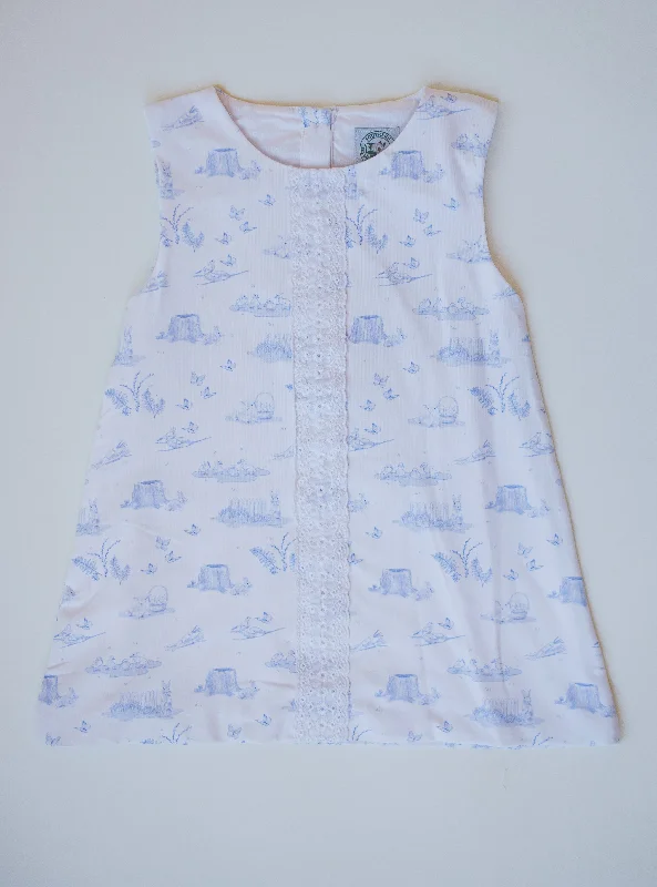 Spring Toile Girl Shift Dress Tunics Party sparkling