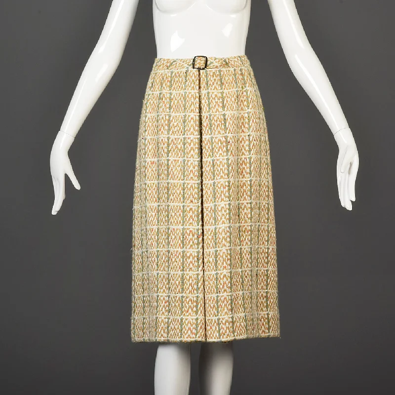 1960s Courreges Plaid Tweed A-Line Skirt corduroy skirt cozy