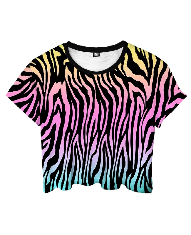 Neon Predator Crop Top Ribbed Striped Patterned