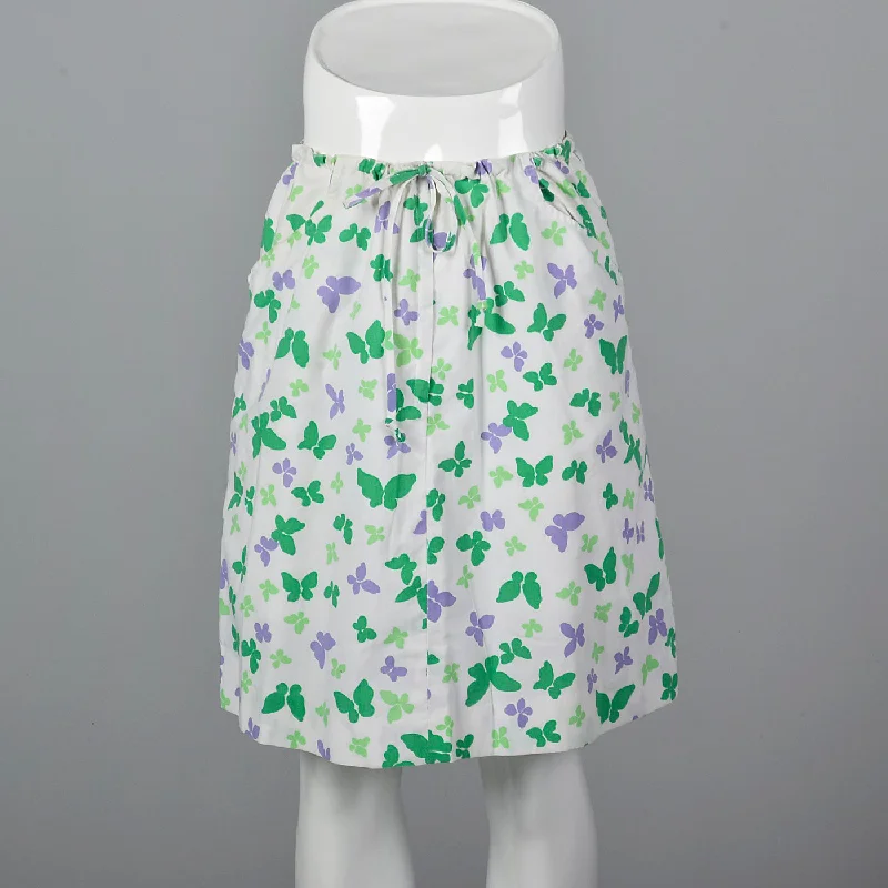 1960s Butterfly Print Mini Skirt chiffon skirt lightweight