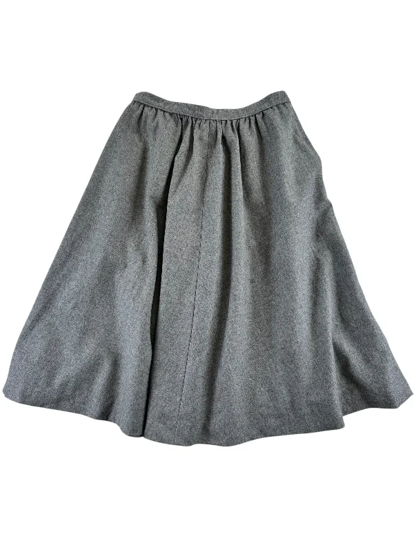 1960s Wool Grey Skirt M leather skirt bold