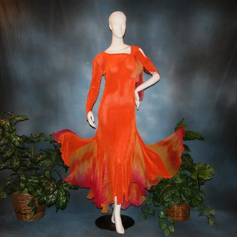 Orange Social Ballroom Dress-Slinky Delight Tunics Trendy modern