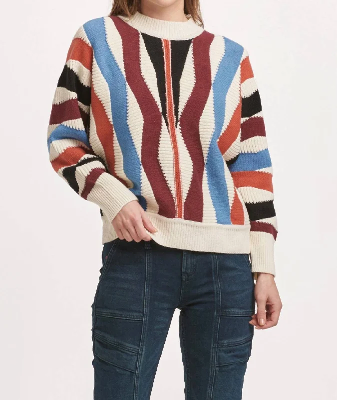 Kaylin Crew Neck Long Sleeve Sweater Zig Zag In Multi Colored Long Sweater Short Sweater Cropped Sweater Kaylin Crew Neck Long Sleeve Sweater Zig Zag In Multi Colored Long Sweater Short Sweater Cropped Sweater