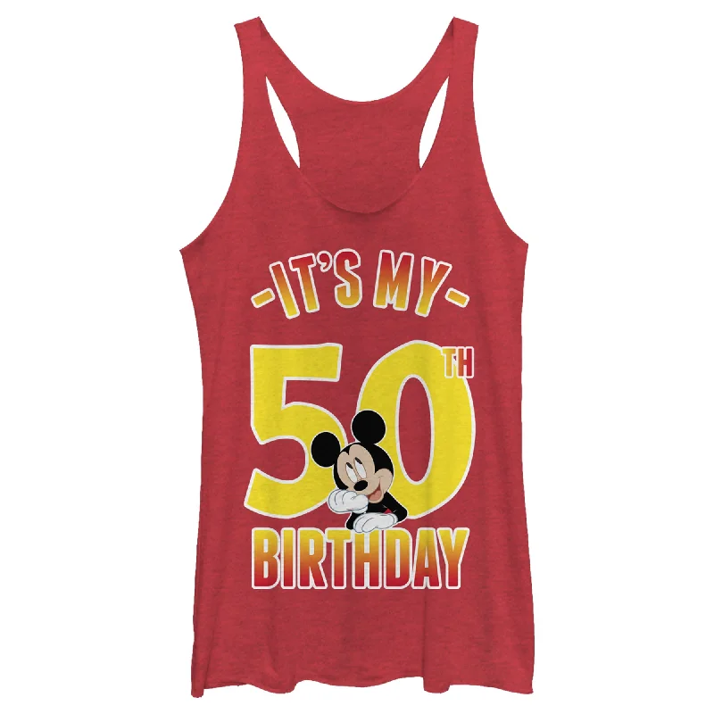 Women's Mickey & Friends It's My 50th Birthday Racerback Tank Top athletic tank top