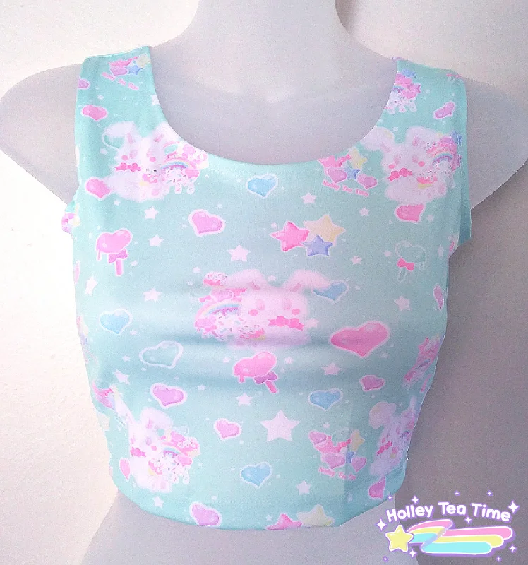 Rainbow Sweets Mint 2nd gen. Crop Top [Made To Order] Plaid Crop Top Polka Dot Checkered