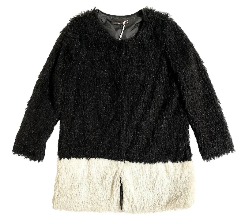 Women's Faux Fur Two Tone Jacket In Multicolor Jersey Jacket Tulle Jacket Batik Jacket Women's Faux Fur Two Tone Jacket In Multicolor Jersey Jacket Tulle Jacket Batik Jacket
