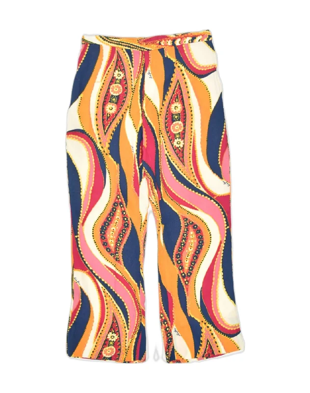 VINTAGE Womens Wide Leg Cropped Trousers W28 L23 Multicoloured Ikat Trousers luxurious premium VINTAGE Womens Wide Leg Cropped Trousers W28 L23 Multicoloured Ikat Trousers luxurious premium