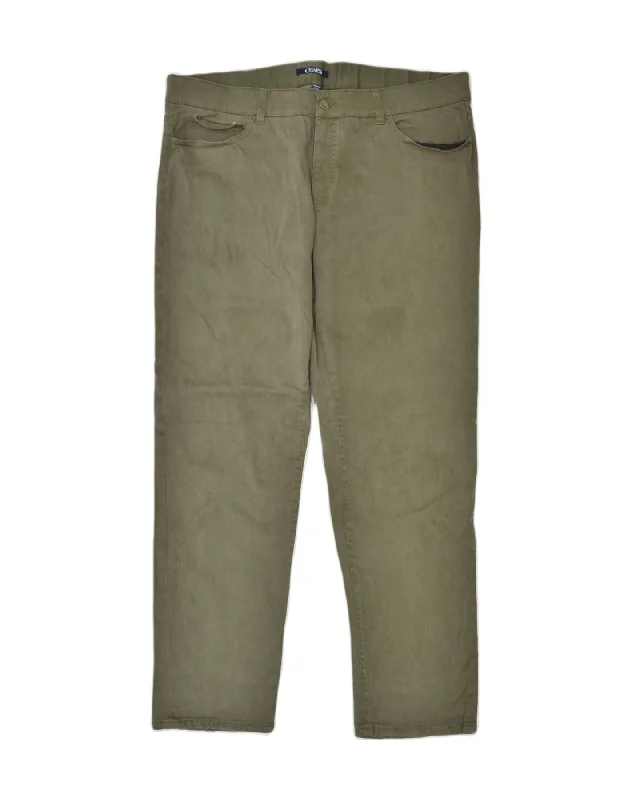 CHAPS Womens Slim Casual Trousers W40 L30 Khaki Cotton Trousers stylish modern