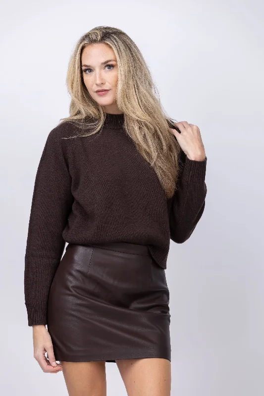 Iro Wafa Cashmere Sweater in Dark Brown Solid Print Embellished