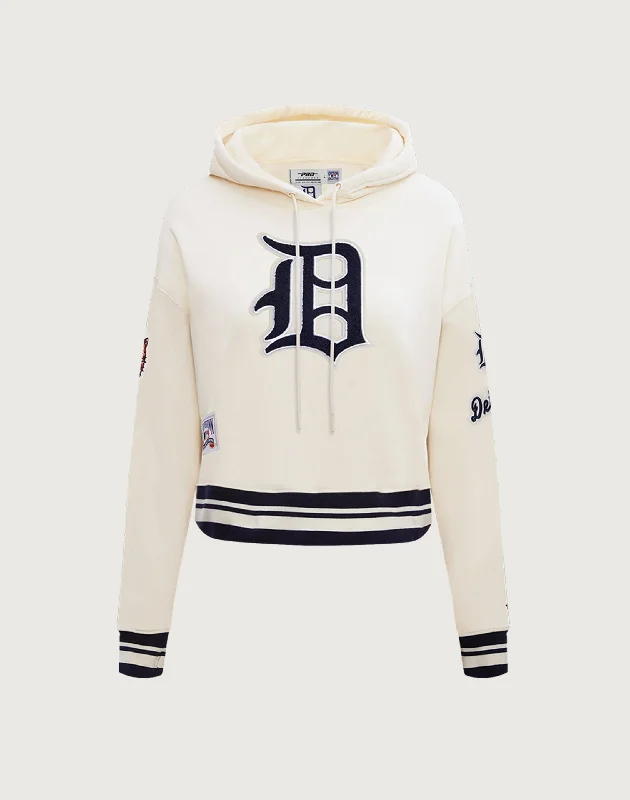 Pro Standard Detroit Tigers Retro Classic Rib Cropped Hoodie Hoodie with Frayed Bohemian Relaxed