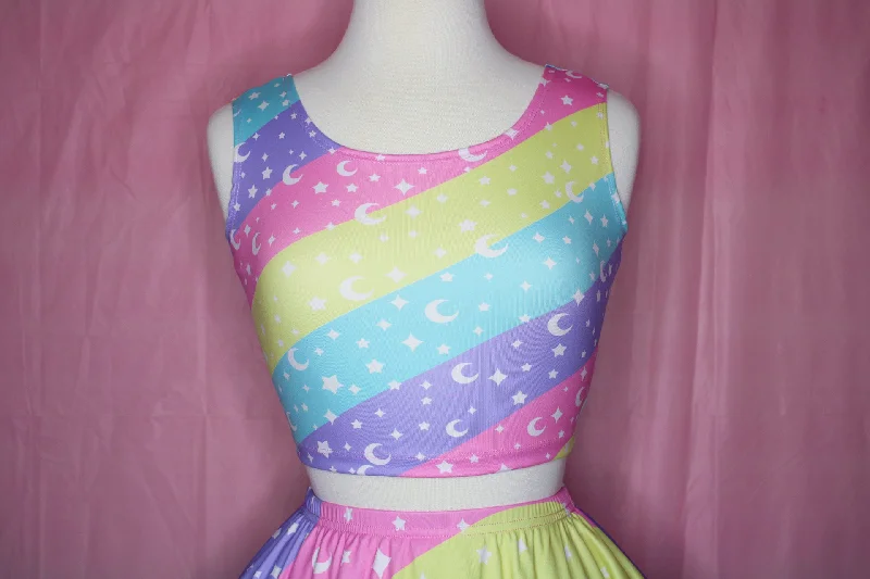 Cosmic Rainbow Crop Top [Made To Order] Polka Dot Checkered Tartan