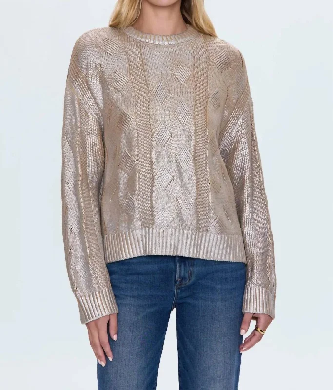 Everly Cable Sweater In Gilded Castle Tailored Straight A-Line