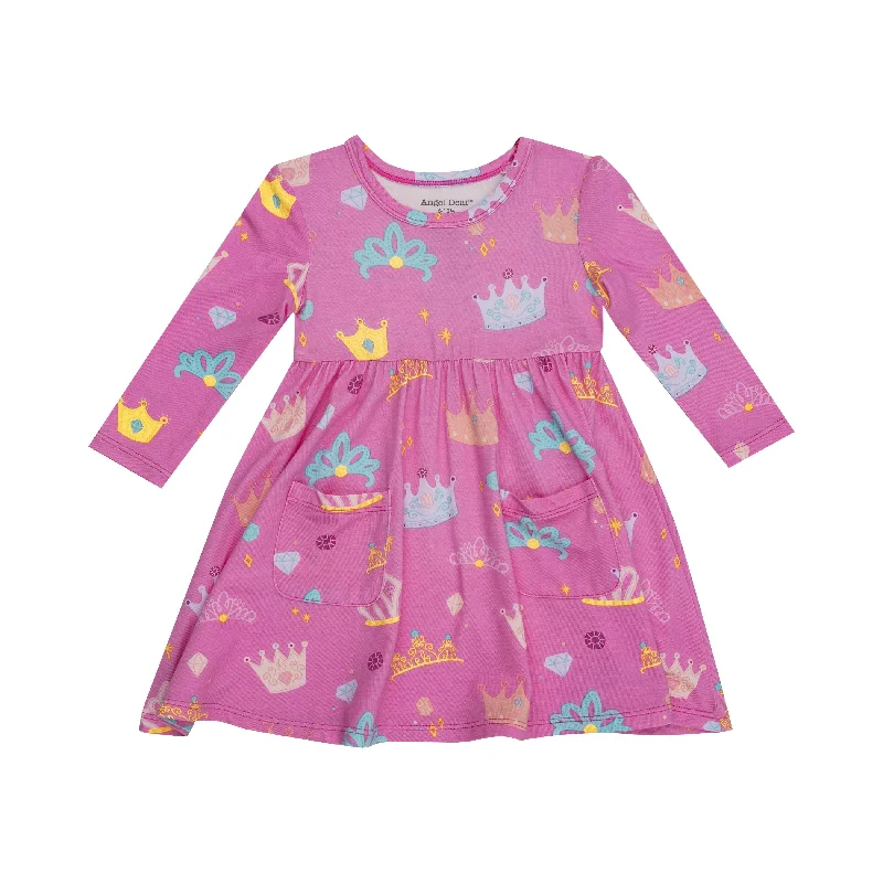 Twirly L/s Dress - Princess Crowns Bodycon Club Sequined