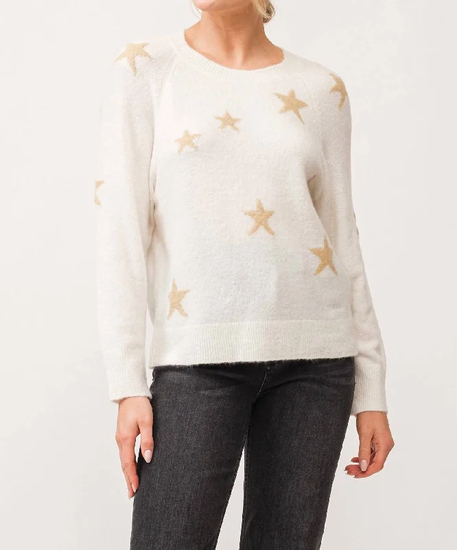 Hastad Long Sleeve Sweater In White Terry Blend Velvet Blend Canvas Blend