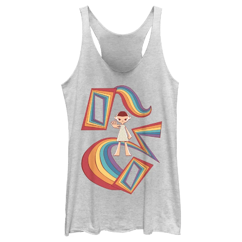 Women's Stranger Things Eleven Rainbow Cartoon Dream Racerback Tank Top rhinestone tank top