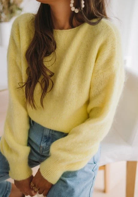 Yellow Francesca Sweater Zippered Front Buttoned Front Snap Front