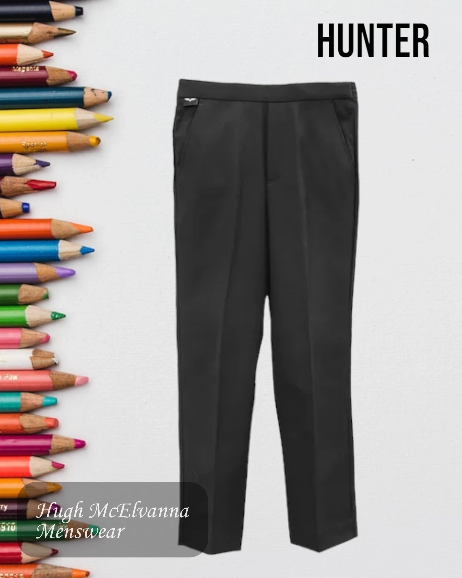 Boys Black 241 Mock Fly Trousers (Age: 3/4 - 8/9) Trousers versatile functional