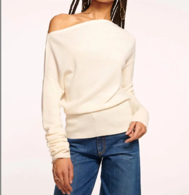 Chance Sweater In Ivory Spandex Blend Rayon Blend Denim Blend