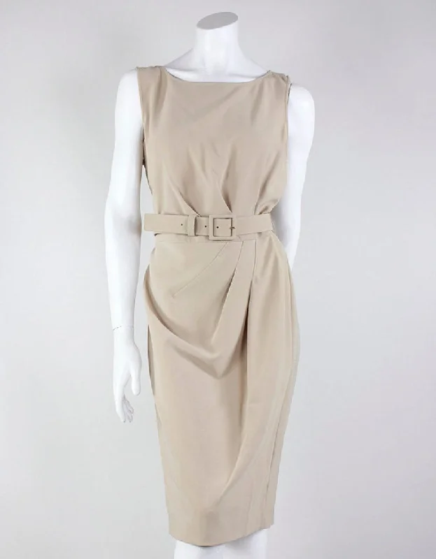 St John Portrait Neckline Sleeveless To The Knee Belted Dress Tunics Handmade artisanal St John Portrait Neckline Sleeveless To The Knee Belted Dress Tunics Handmade artisanal