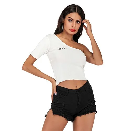 Embroidered Women Top Slim Fashion Tank charcoal tank top