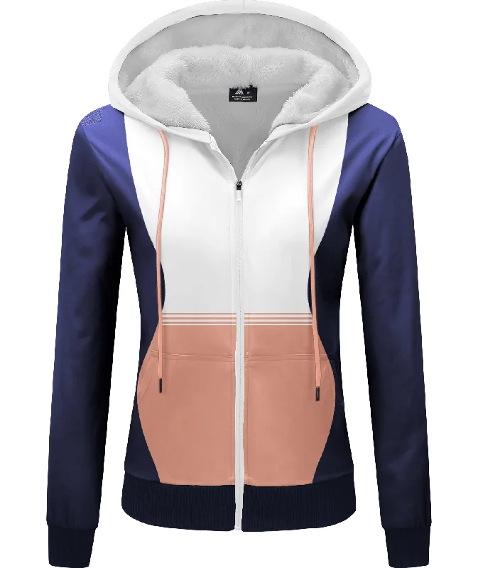 Women's Full Zipper Hooded Hoodie-ZPK006153 Hoodie with Button Classic Timeless